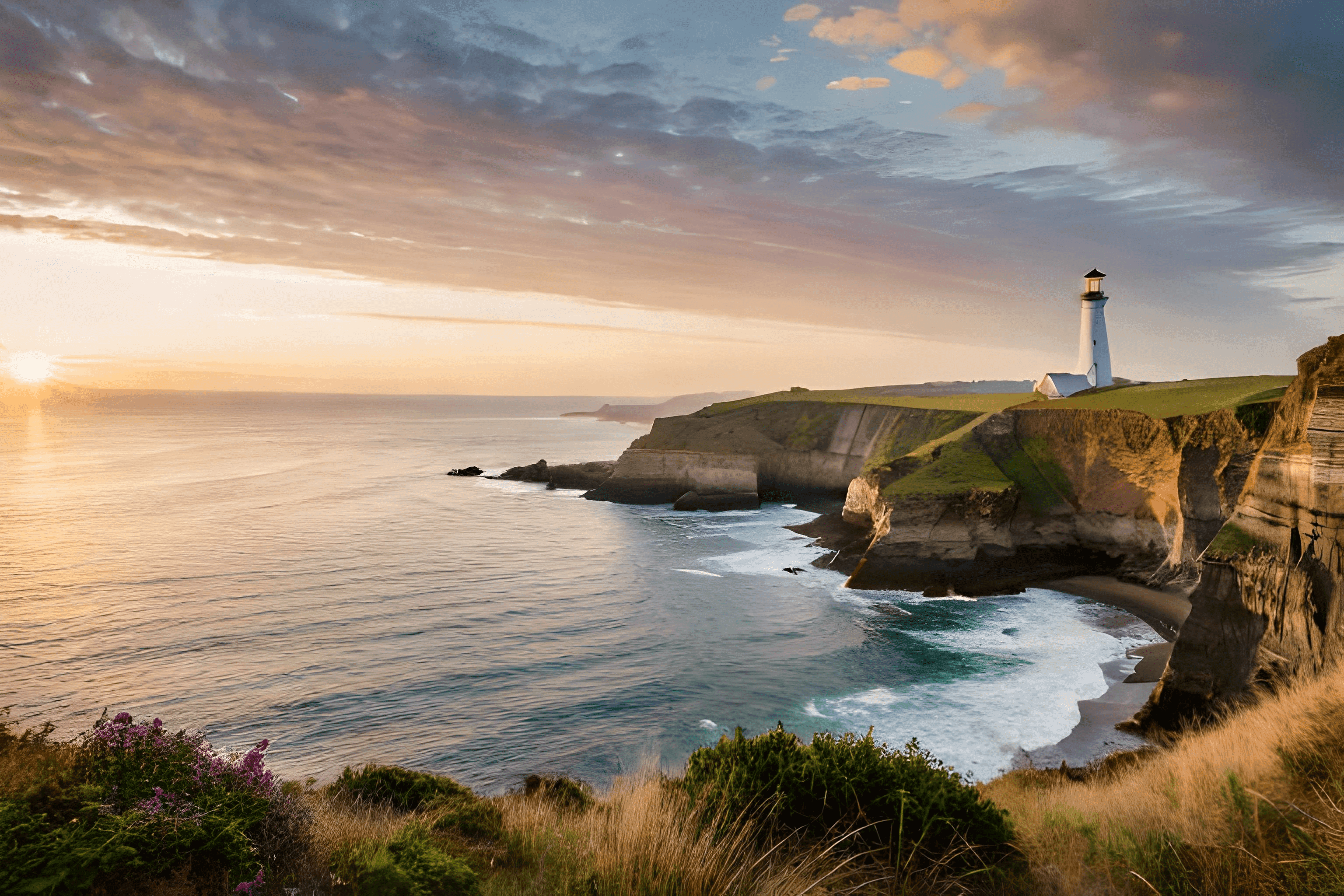 Phare surplombant les cotes bretonne